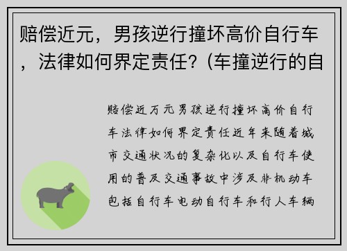 赔偿近元，男孩逆行撞坏高价自行车，法律如何界定责任？(车撞逆行的自行车谁的责任)